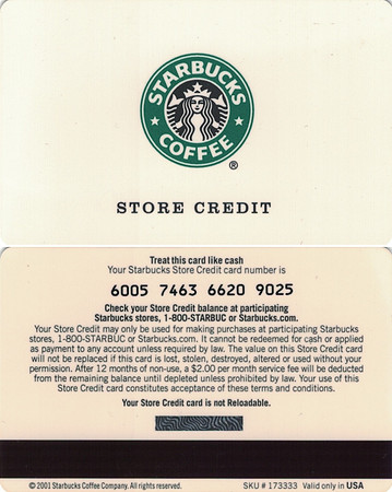 2001 6005 STORE CREDIT