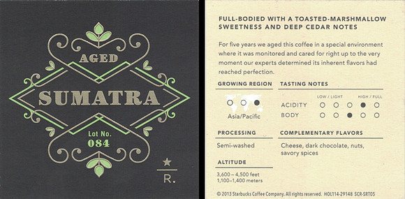 2013 AGED SUMATRA LOT NO. 84