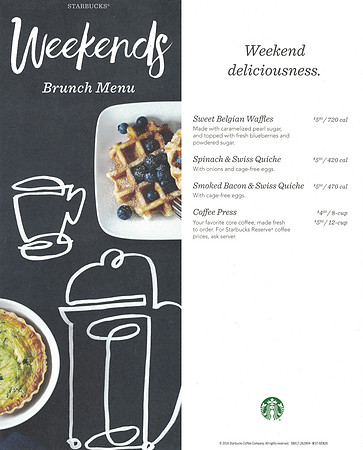 2016 WEEKENDS - BRUNCH MENU
