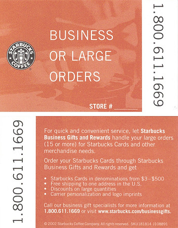 2002 BUSINESS OR LARGE ORDERS