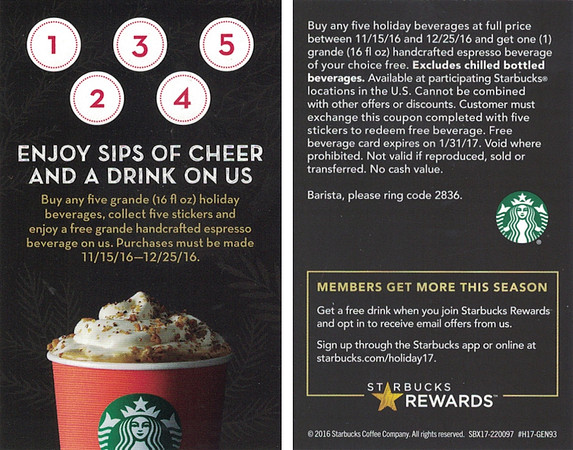 2016 ENJOY SIPS OF CHEER - BEVERAGE STICKER VOUCHER
