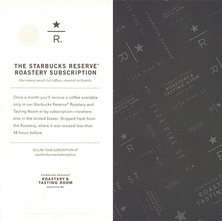 2015 RESERVE ROASTERY SUBSCRIPTION - INFO CARD