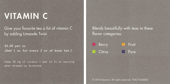 2016 TEAVANA - VITAMIN C - INFO CARD