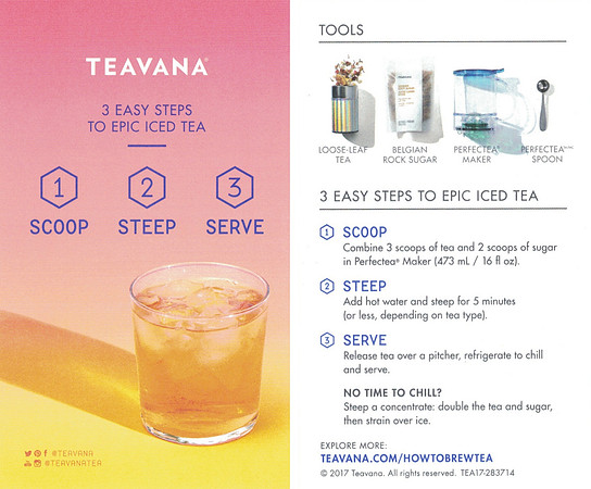 2017 TEAVANA HOW TO BREW TEA - INFO CARD