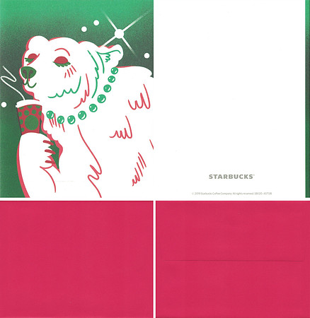 2019 STARBUCKS FOR LIFE - STATIONARY SET - POLAR BEAR GREETING CARD