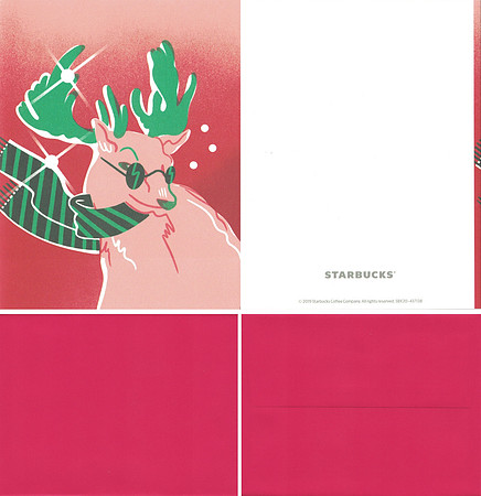 2019 STARBUCKS FOR LIFE - STATIONARY SET - REINDEER GREETING CARD